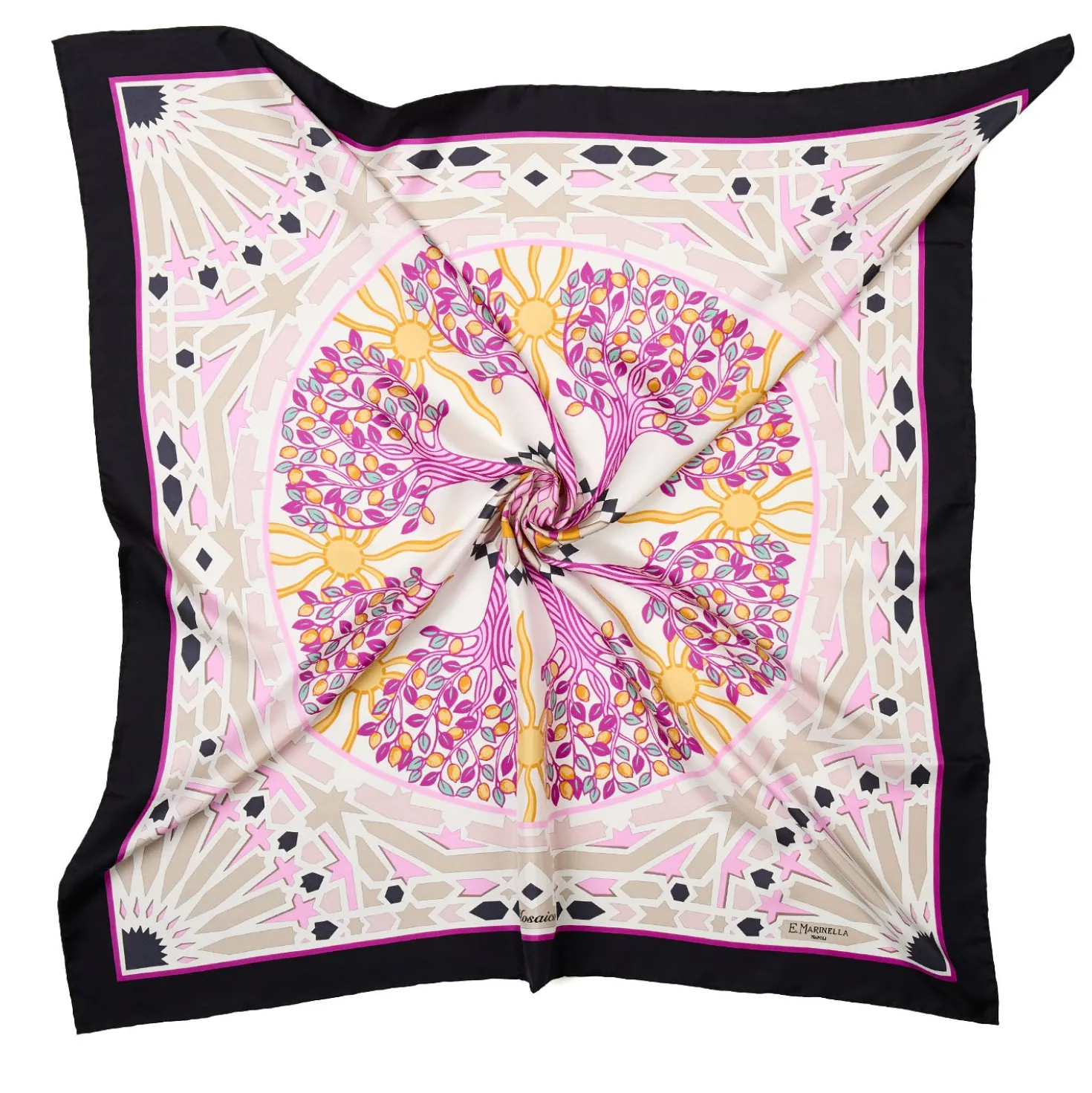 FOULARD IN SETA 90 NERO Mosaico