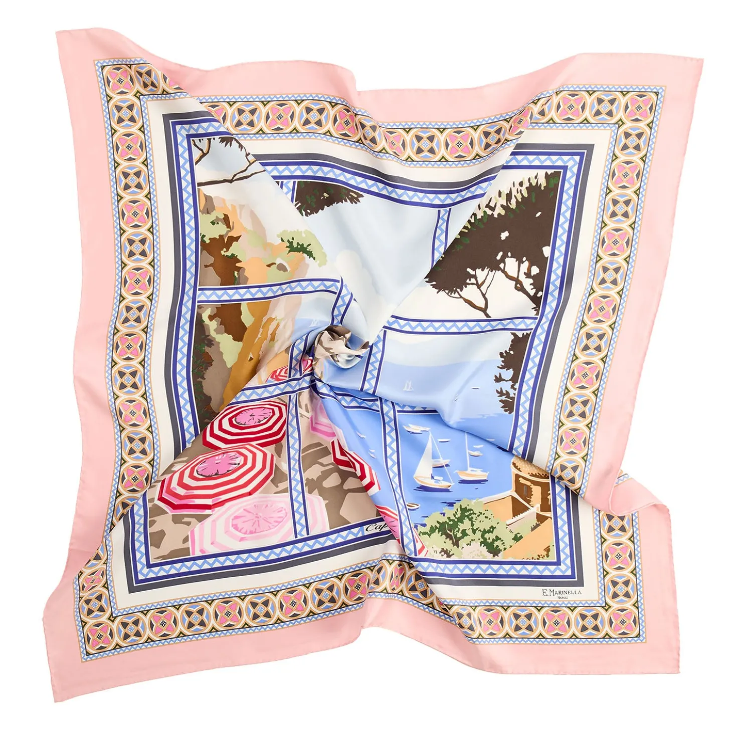 FOULARD IN SETA 90 ROSA I faraglioni di capri