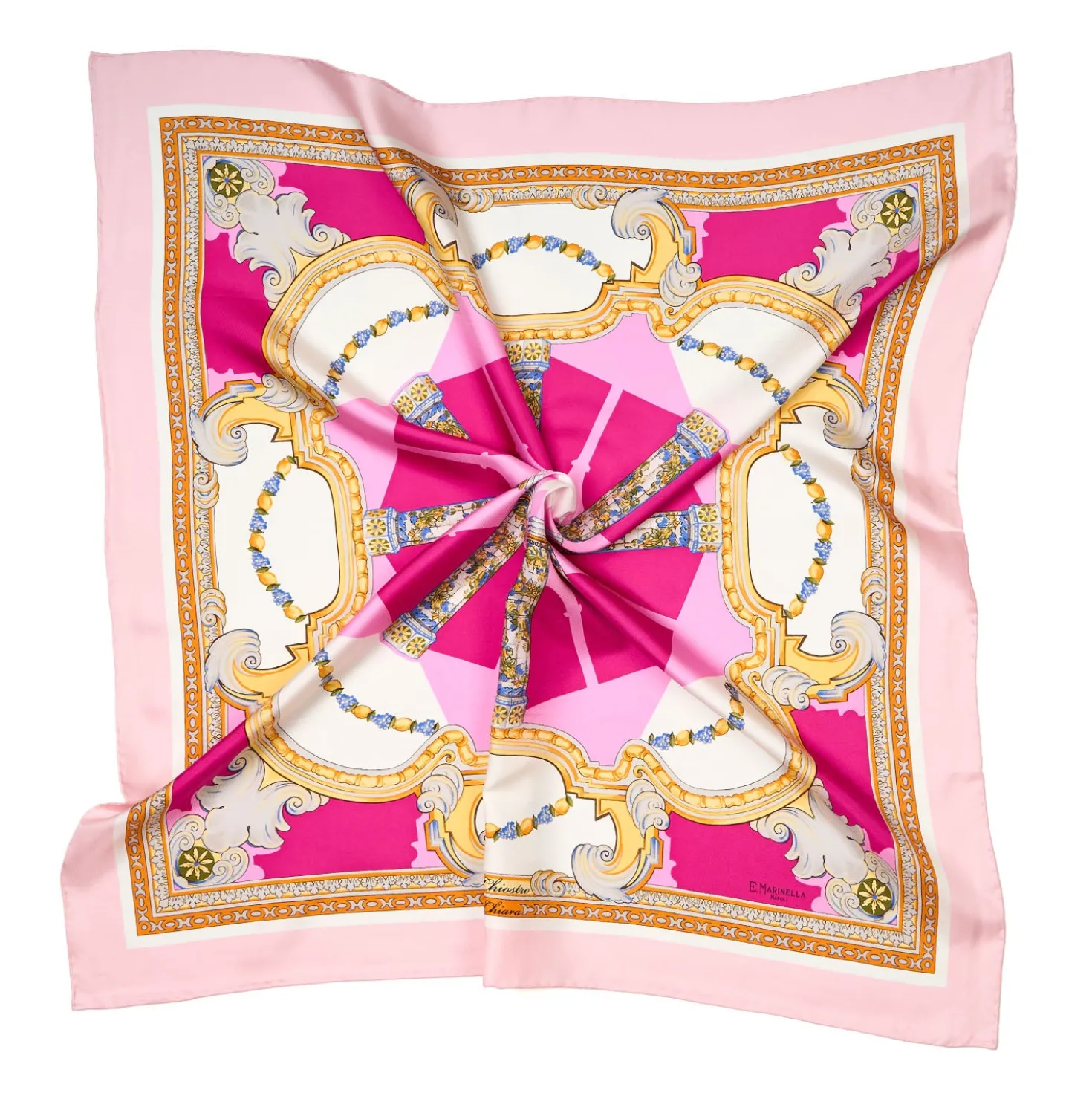 FOULARD IN SETA 90 ROSA Il chiostro di santa chiara
