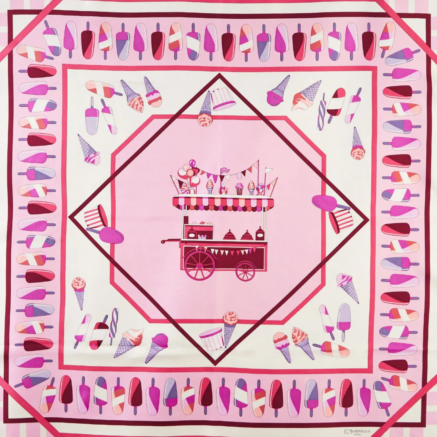 FOULARD IN SETA 90 ROSA La gelateria