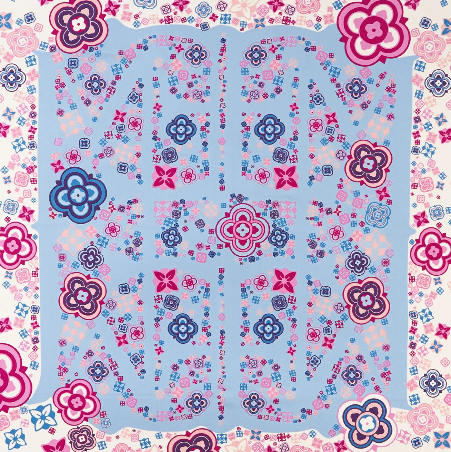 FOULARD IN SETA 90 ROSA World of archivio flowers 1961