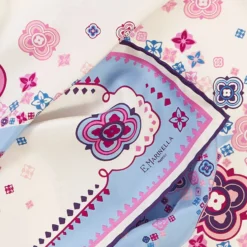 FOULARD IN SETA 90 ROSA World of archivio flowers 1961