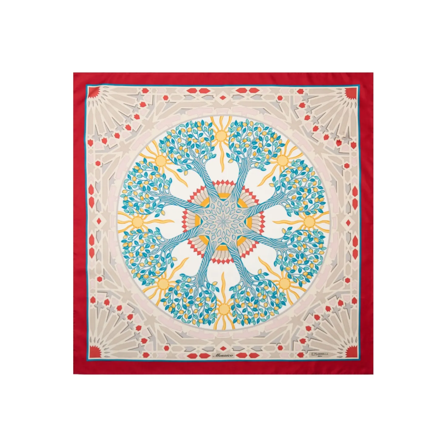 FOULARD IN SETA 90 ROSSO Mosaico