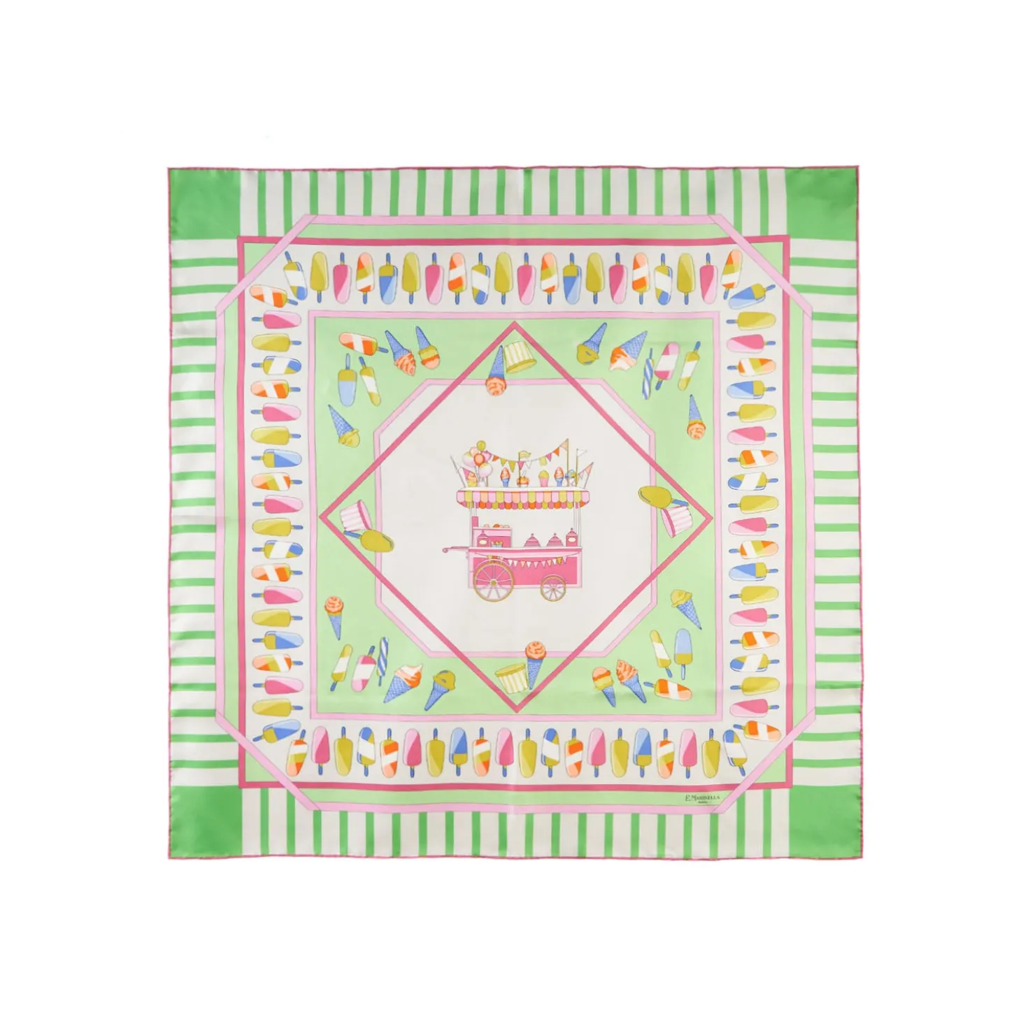 FOULARD IN SETA 90 VERDE CHIARO La gelateria