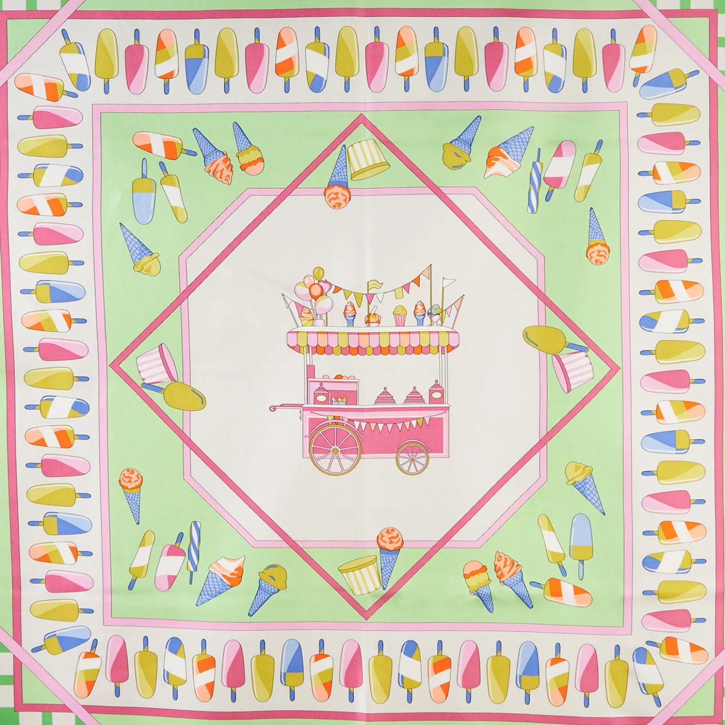 FOULARD IN SETA 90 VERDE CHIARO La gelateria