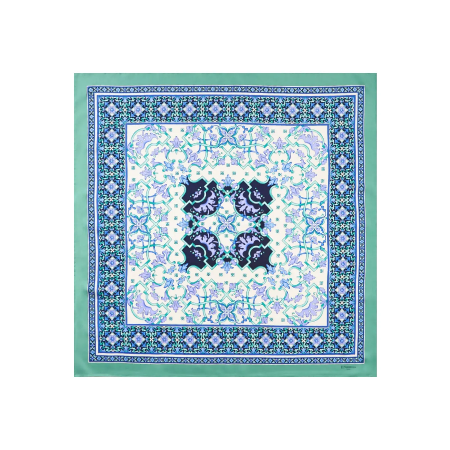 FOULARD IN SETA 90 VERDE CHIARO Maiolica mediterranea