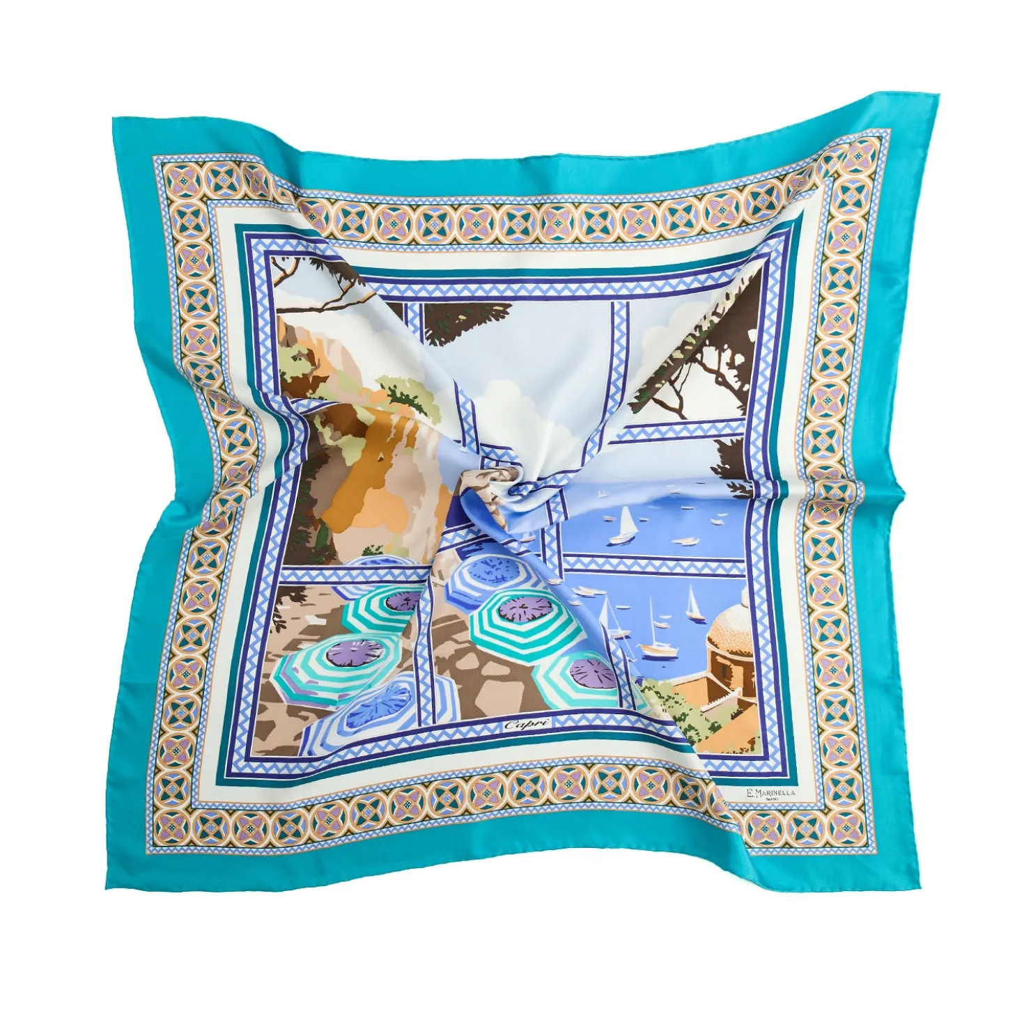 FOULARD IN SETA 90 VERDE I faraglioni di capri