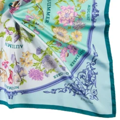 FOULARD IN SETA 90 VERDE La ruota delle stagioni