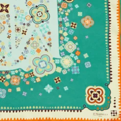 FOULARD IN SETA 90 VERDE World of archivio flowers 1961