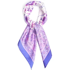 FOULARD IN SETA 90 VIOLA Motivo damascato