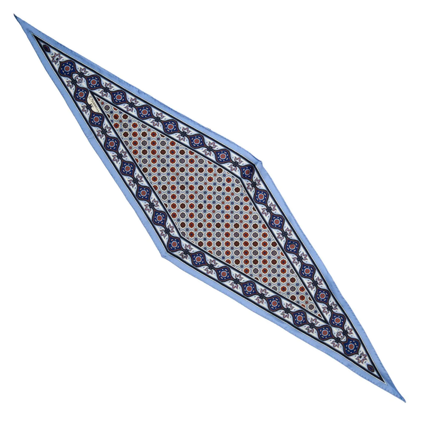 FOULARD ROMBO IN SETA AZZURRO Microfantasia fiore