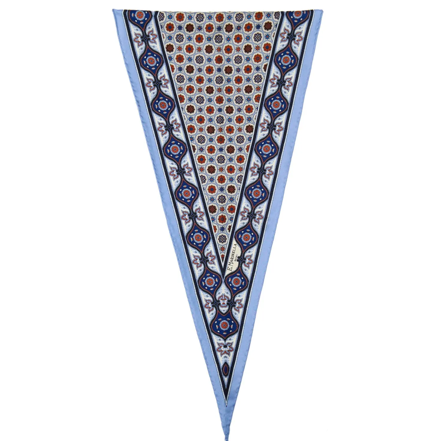 FOULARD ROMBO IN SETA AZZURRO Microfantasia fiore