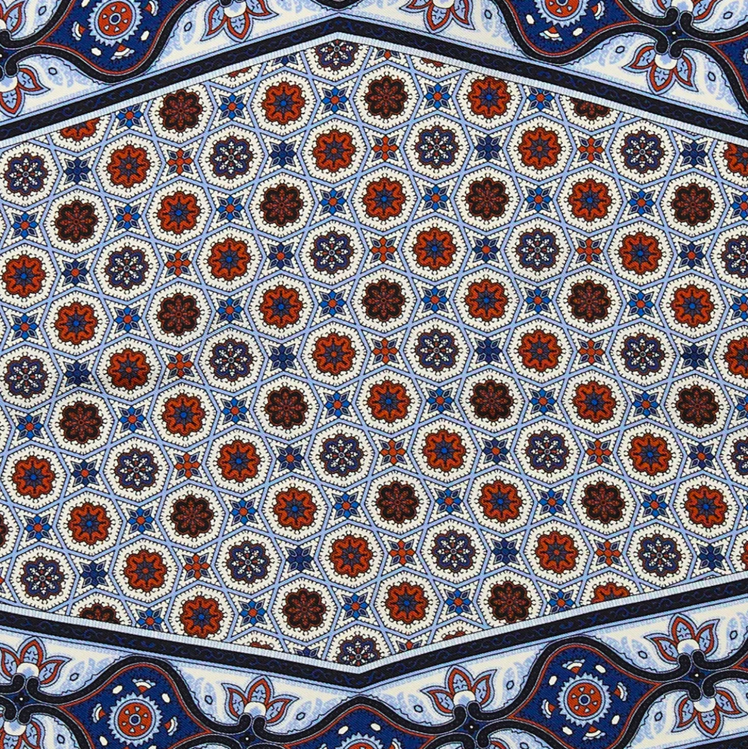 FOULARD ROMBO IN SETA AZZURRO Microfantasia fiore
