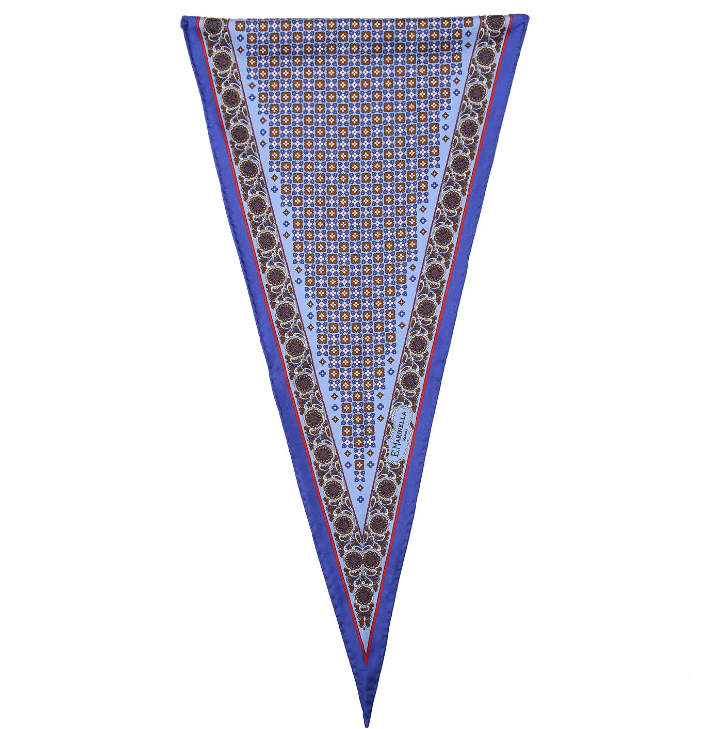 FOULARD ROMBO IN SETA AZZURRO POLVERE Microfantasia fiore