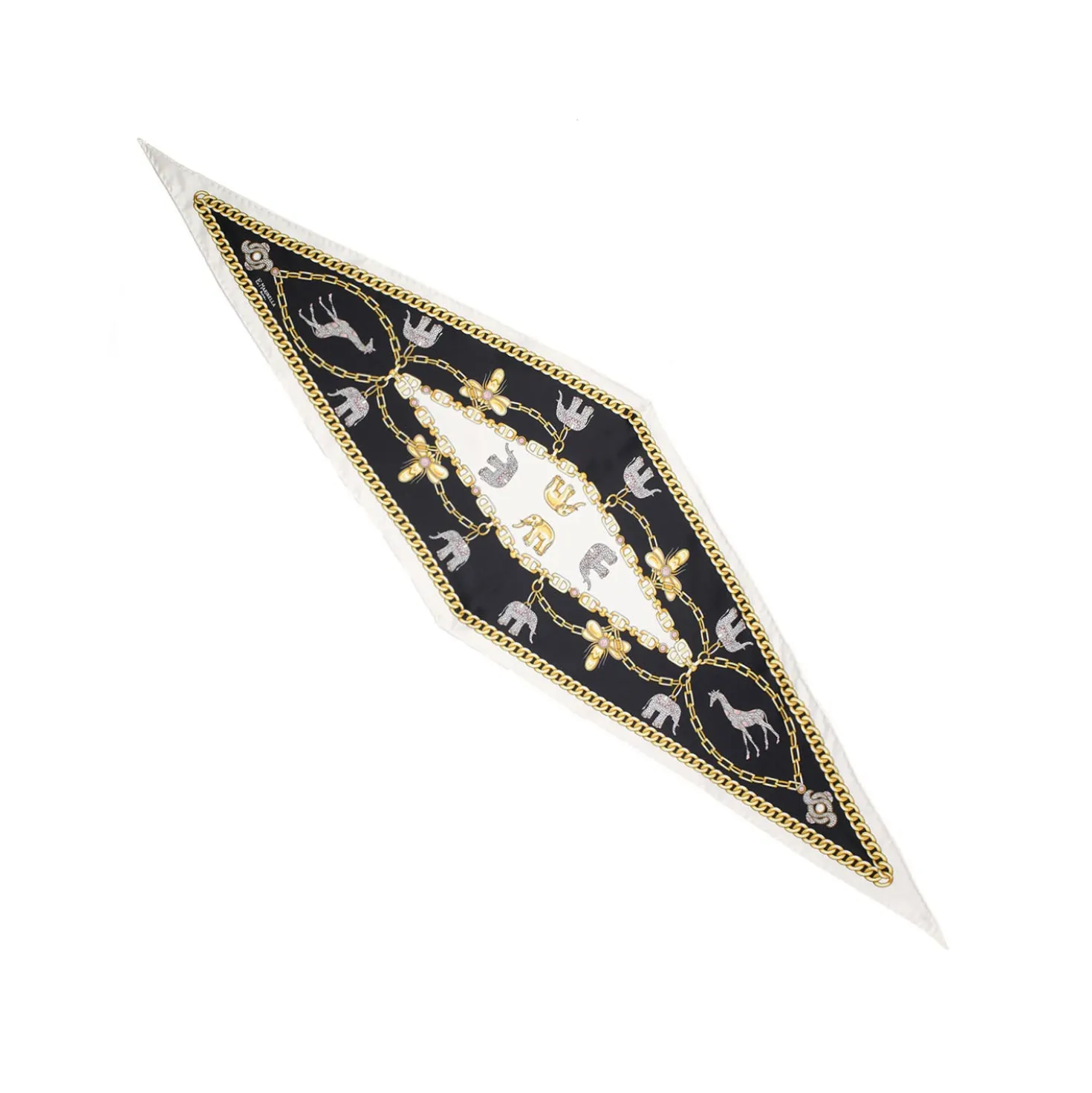 FOULARD ROMBO IN SETA BIANCO Collezione lucky charm