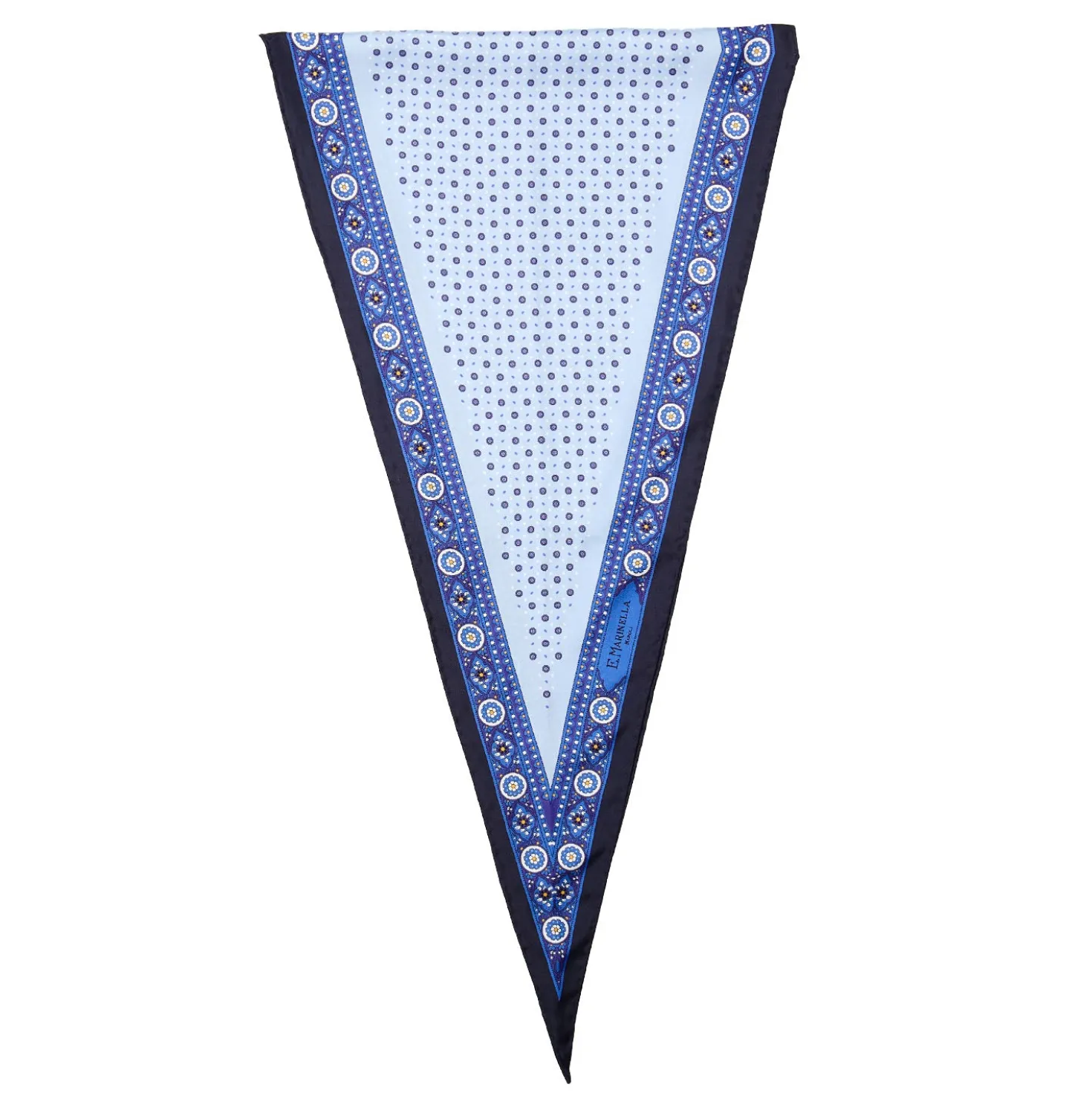 FOULARD ROMBO IN SETA BLU Microfantasia fiore