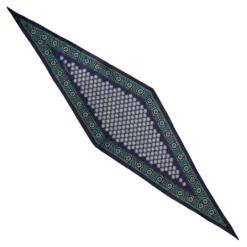 FOULARD ROMBO IN SETA BLU SCURO Microfantasia fiore