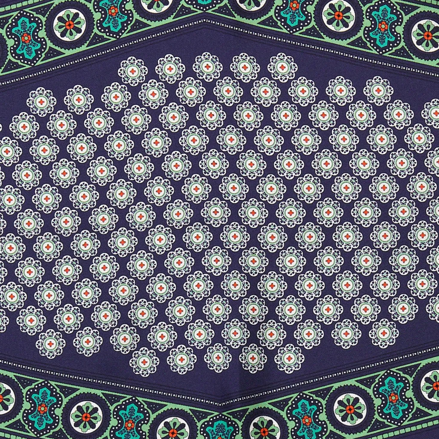 FOULARD ROMBO IN SETA BLU SCURO Microfantasia fiore