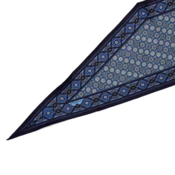 FOULARD ROMBO IN SETA BLU SCURO Microfantasia fiore