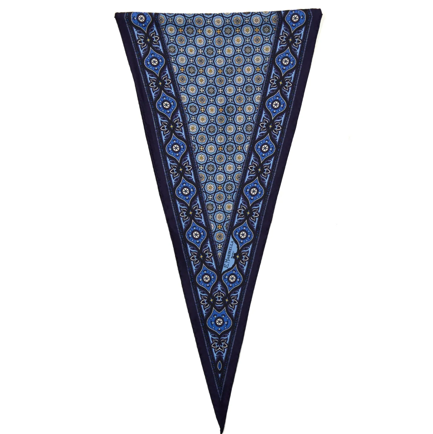 FOULARD ROMBO IN SETA BLU SCURO Microfantasia fiore