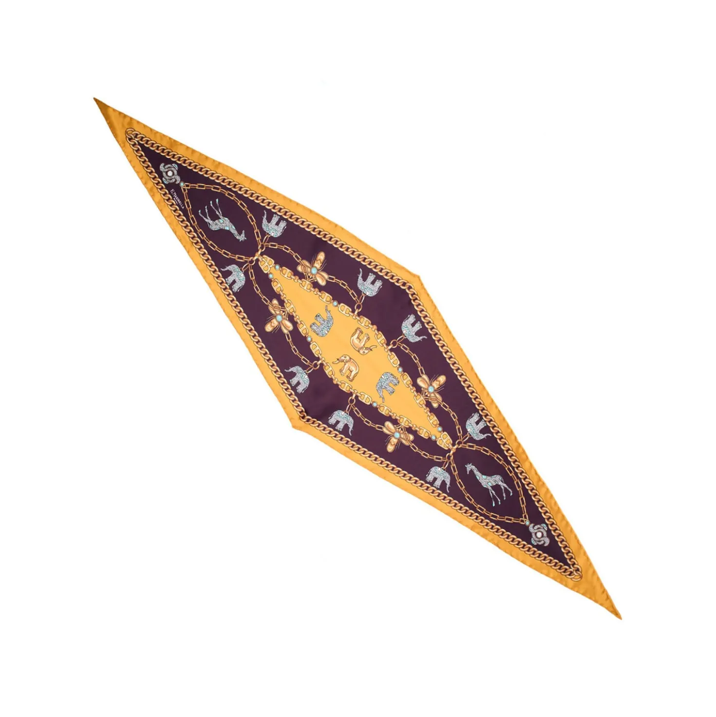 FOULARD ROMBO IN SETA GIALLO Collezione lucky charm