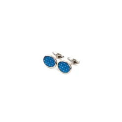 GEMELLI DA POLSO IN ARGENTO AZZURROCon microfantasia fiore