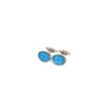 GEMELLI DA POLSO IN ARGENTO AZZURRO Con microfantasia fiore