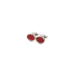 GEMELLI DA POLSO IN ARGENTO BORDEAUXCon microfantasia fiore