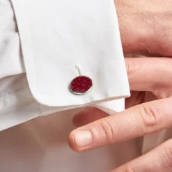 GEMELLI DA POLSO IN ARGENTO BORDEAUXCon microfantasia fiore