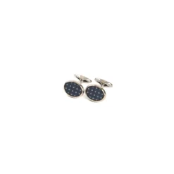 GEMELLI DA POLSO IN ARGENTO GRIGIO SCURO Con microfantasia fiore