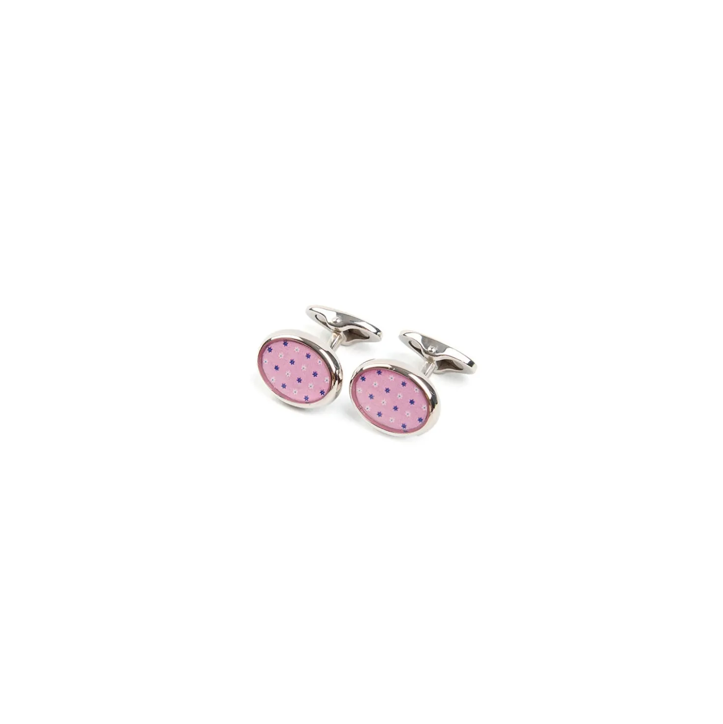 GEMELLI DA POLSO IN ARGENTO ROSACon microfantasia fiore