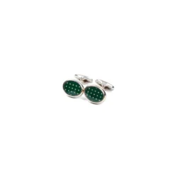 GEMELLI DA POLSO IN ARGENTO VERDECon microfantasia fiore
