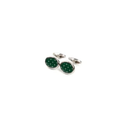 GEMELLI DA POLSO IN ARGENTO VERDE Con microfantasia fiore