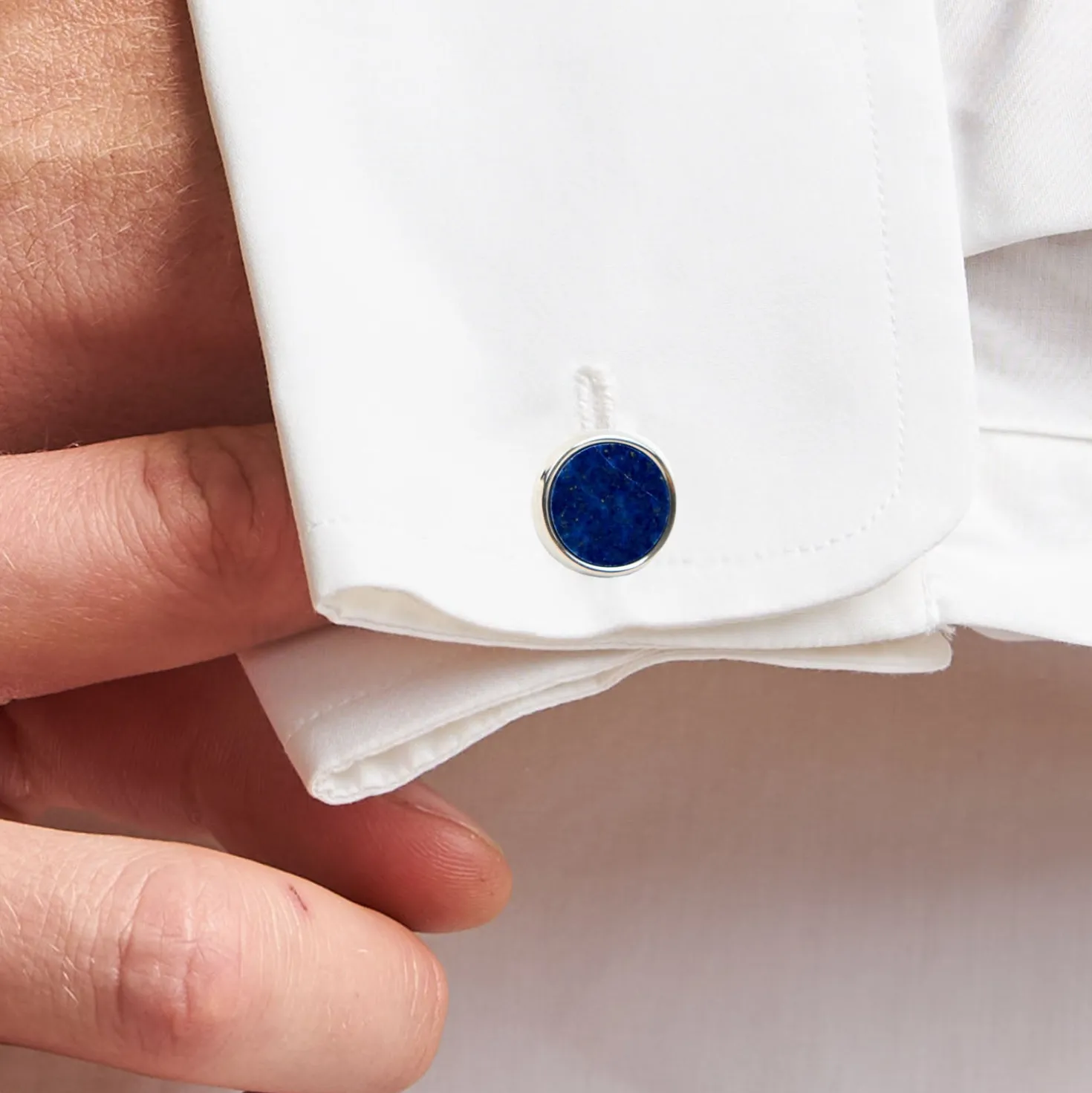 GEMELLI DA POLSO TONDO CON LAPIS In argento