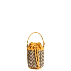MINI SECCHIELLO GIALLO In rafia e pelle