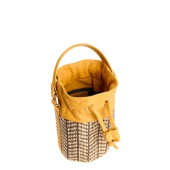 MINI SECCHIELLO GIALLO In rafia e pelle
