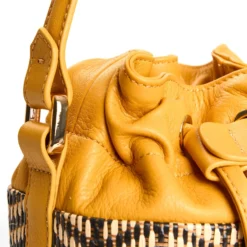 MINI SECCHIELLO GIALLO In rafia e pelle