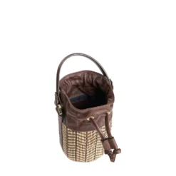 MINI SECCHIELLO MARRONE In rafia e pelle