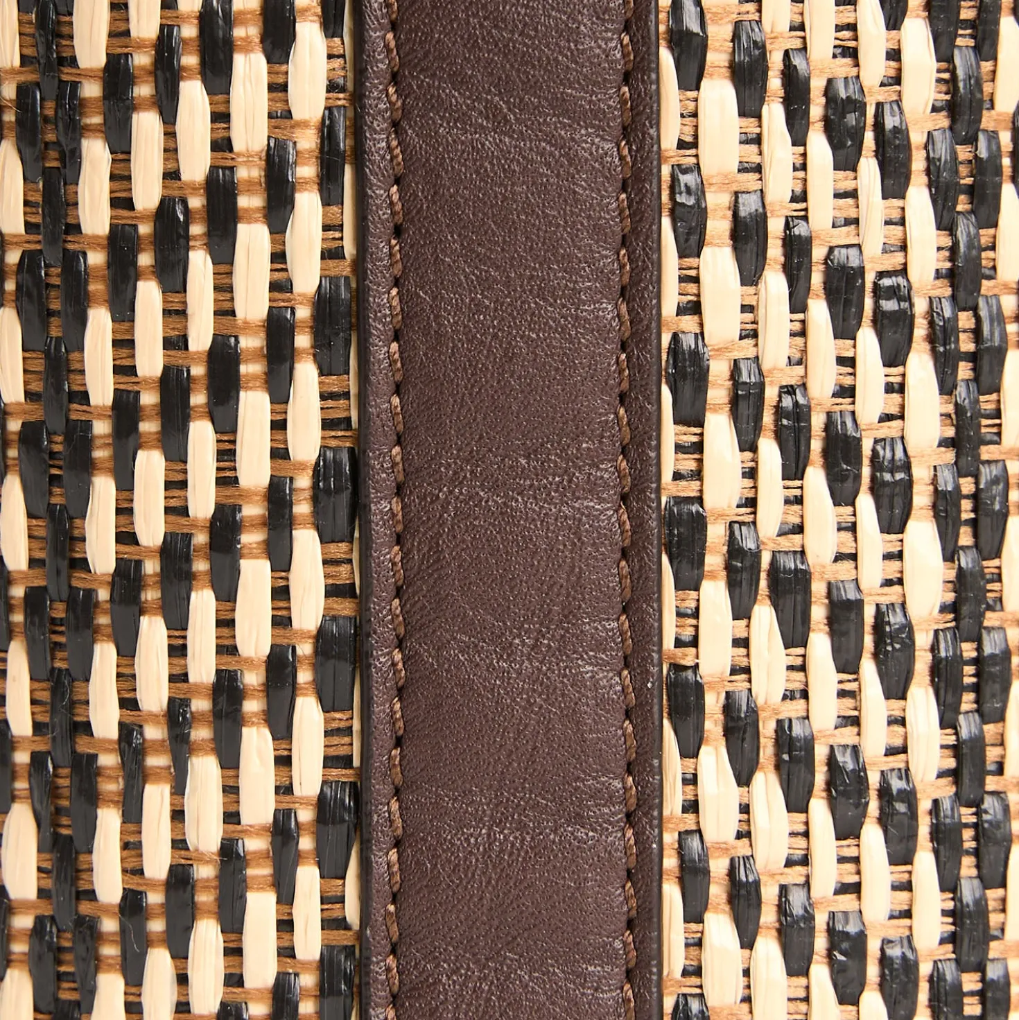MINI SECCHIELLO MARRONE In rafia e pelle