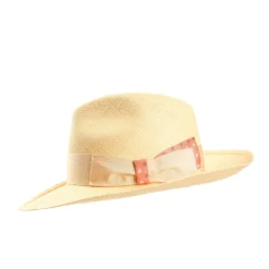 PANAMA MODELLO AMEDEO DETTAGLI IN SETA ARANCIO, 55 CM E. marinella x borsalino