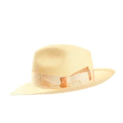 PANAMA MODELLO AMEDEO DETTAGLI IN SETA ARANCIO, 56 CM E. marinella x borsalino