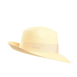 PANAMA MODELLO AMEDEO DETTAGLI IN SETA ARANCIO, 56 CM E. marinella x borsalino