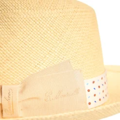PANAMA MODELLO FEDERICO CON CINTA IN SETA BIANCA, 55 CM E. marinella x borsalino