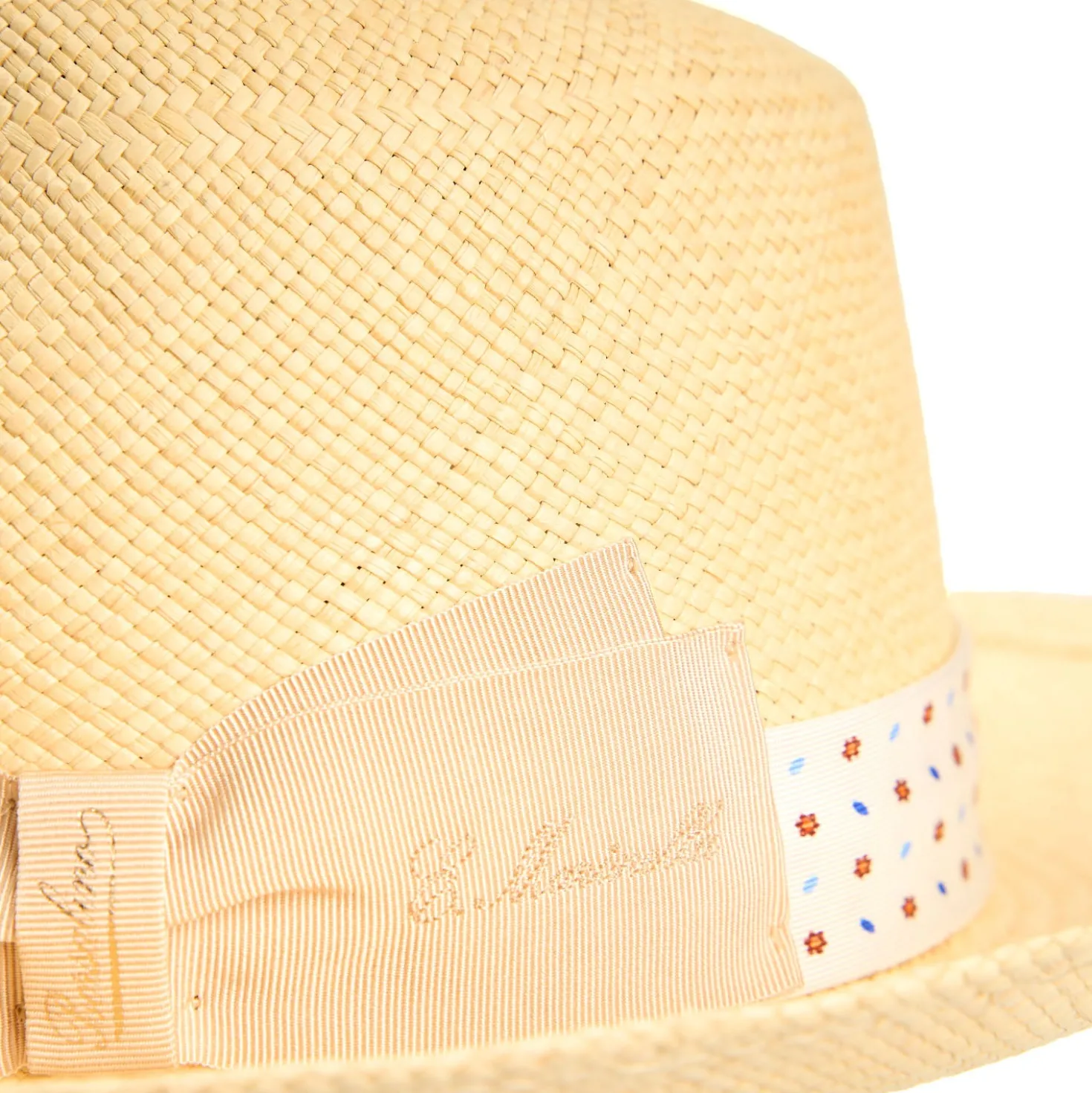 PANAMA MODELLO FEDERICO CON CINTA IN SETA BIANCA, 55 CM E. marinella x borsalino