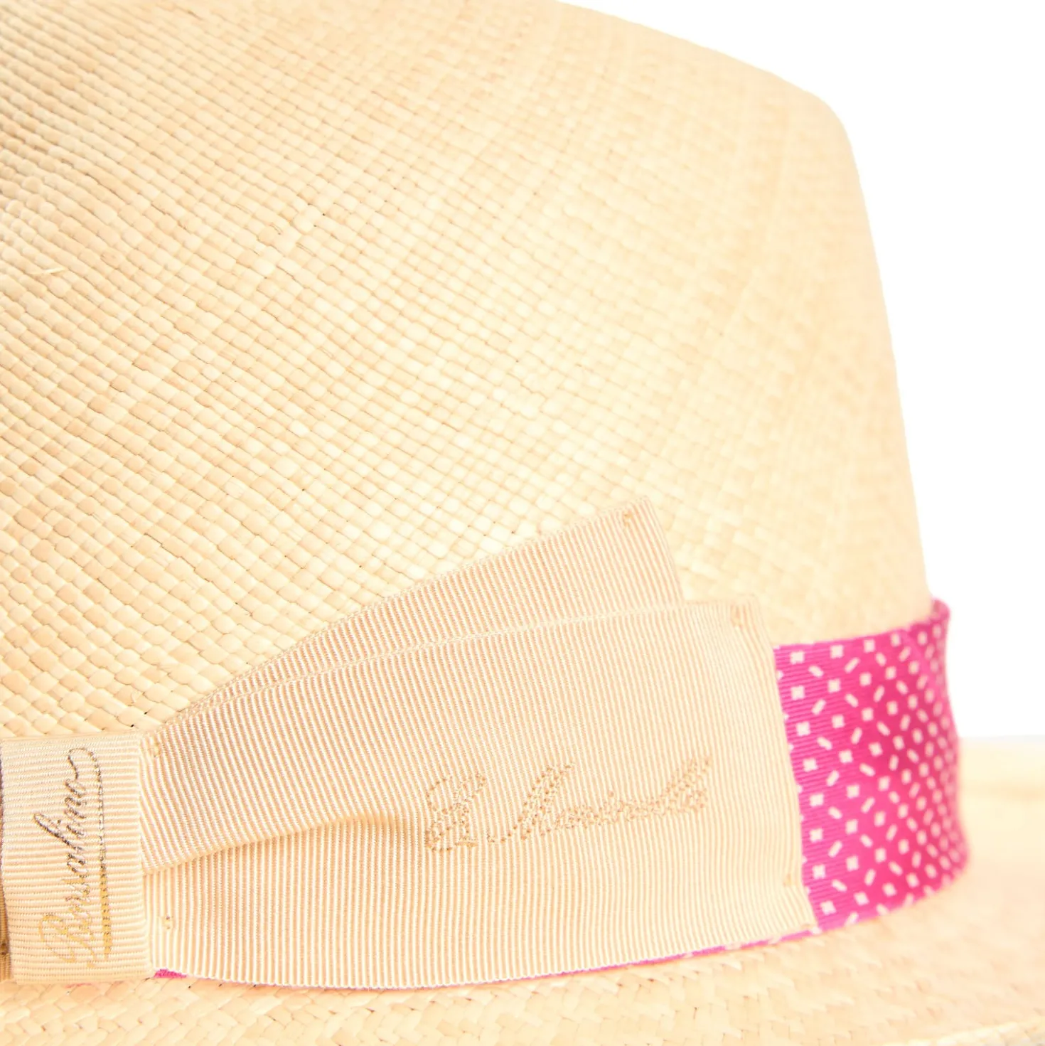 PANAMA MODELLO FEDERICO CON CINTA IN SETA FUCSIA, 56 CM E. marinella x borsalino