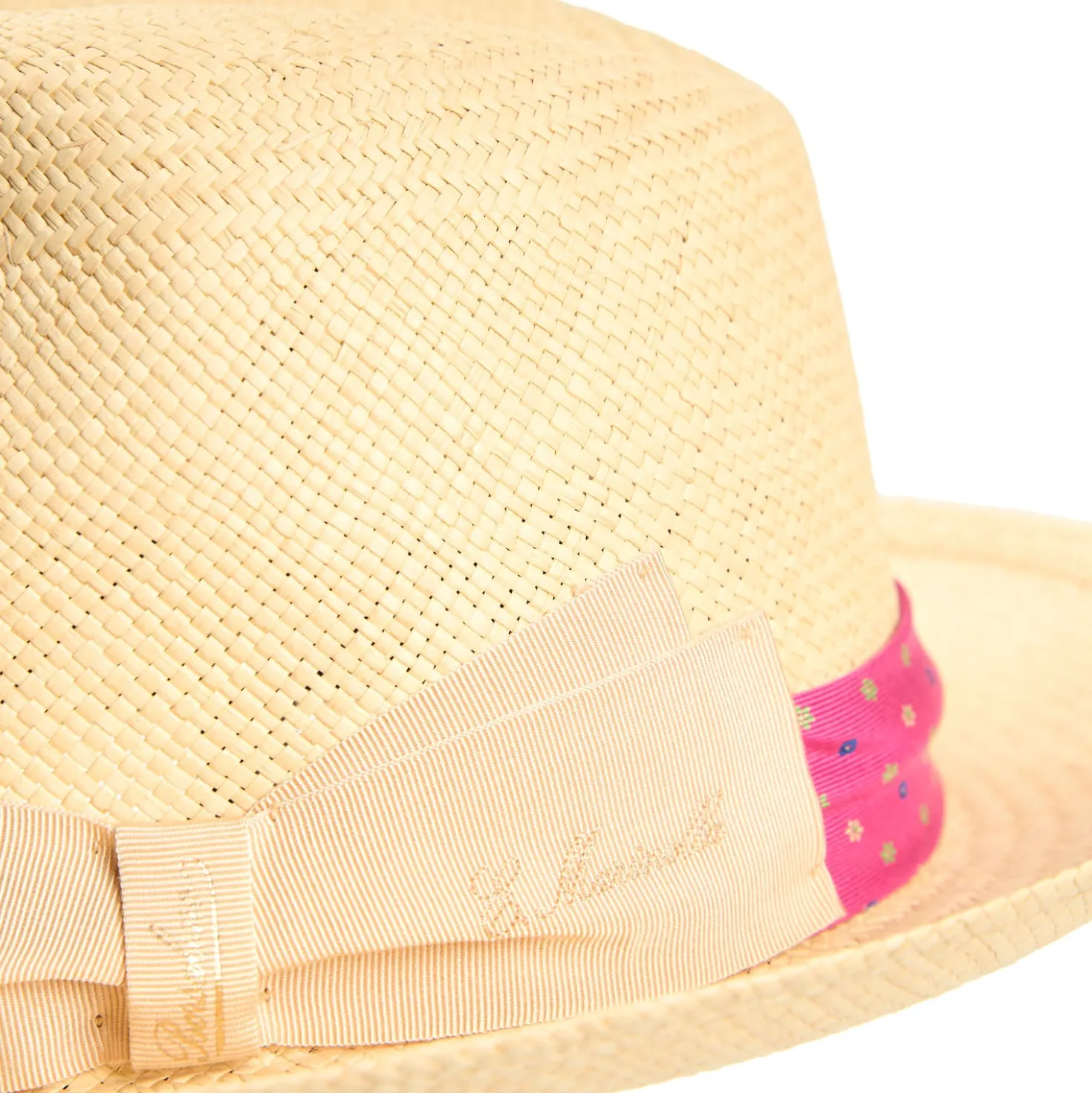 PANAMA MODELLO FEDERICO CON CINTA IN SETA FUCSIA, 56 CM E. marinella x borsalino