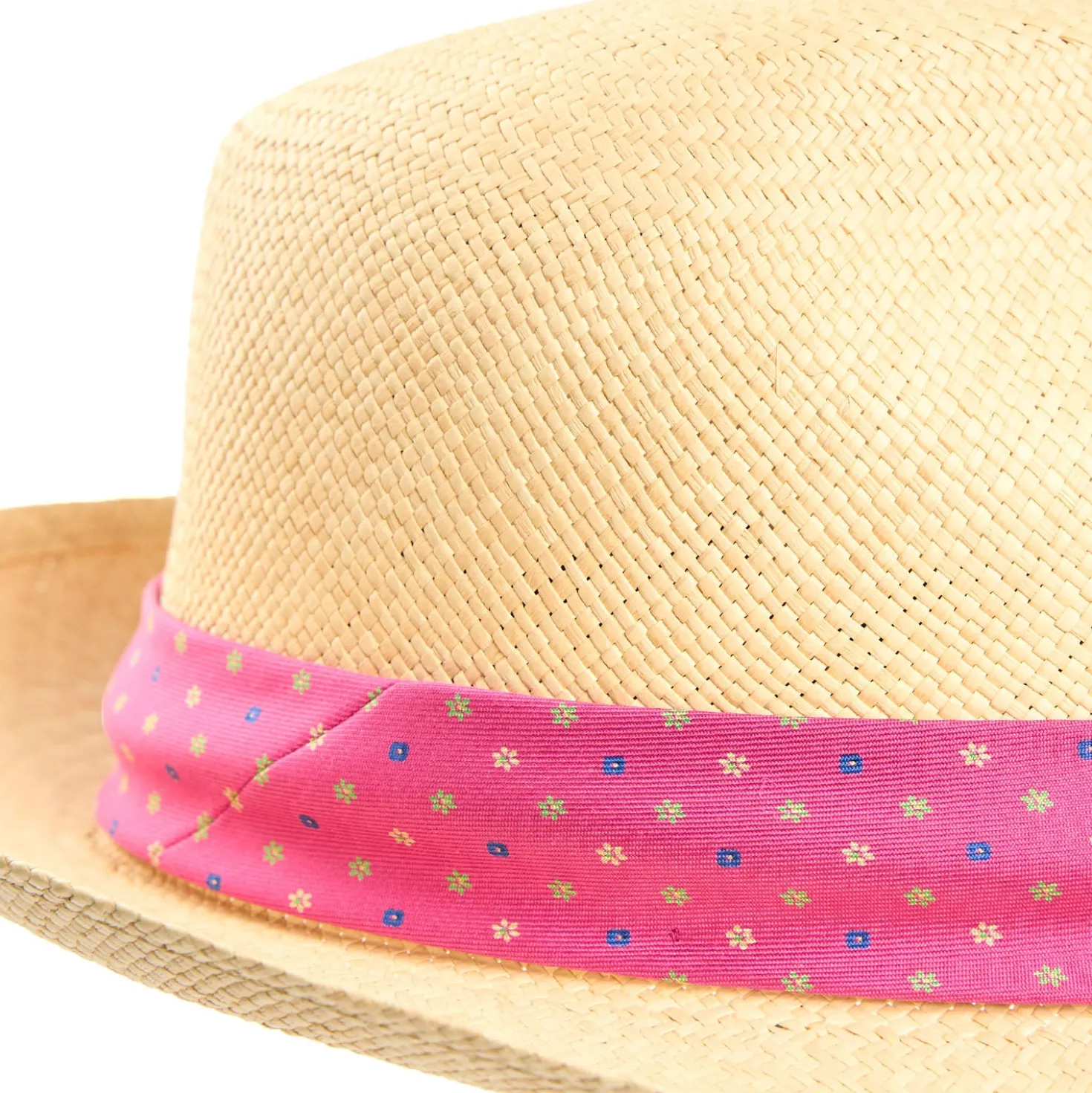PANAMA MODELLO FEDERICO CON CINTA IN SETA FUCSIA, 56 CM E. marinella x borsalino
