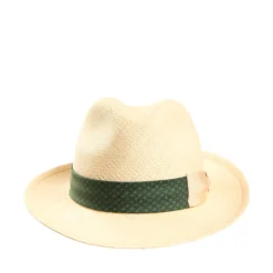 PANAMA MODELLO FEDERICO CON CINTA IN SETA VERDE, 58 CM E. marinella x borsalino