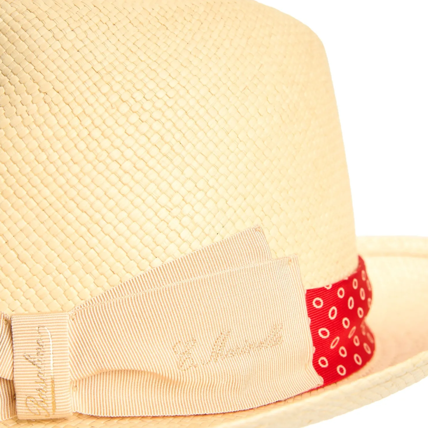 PANAMA MODELLO FEDERICO CON CINTA IN SETA ROSSA, 58 CM E. marinella x borsalino