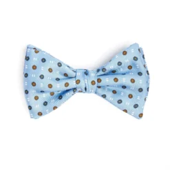 PAPILLON ANNODATO IN SETA AZZURRA Microfantasia fiore